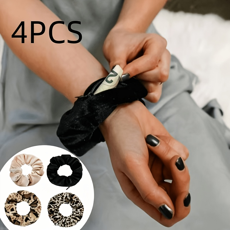 Image of 4pcs Pack Wristlet Coin Purses, Suitable For Travel, Outdoor Activities And Running Sports To Carry Small Items. Zipper Design With Elasticity, Usable As Hair Additions, For Women' Use
