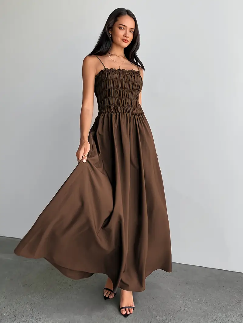 tube top graduation dress USSUMA Sun Dresses Women Summer Casual Sleeveless Smocked Tube Top Lae Swing Flowy Long Maxi Sundresses for Women Solid Plus Size Dress for Women V