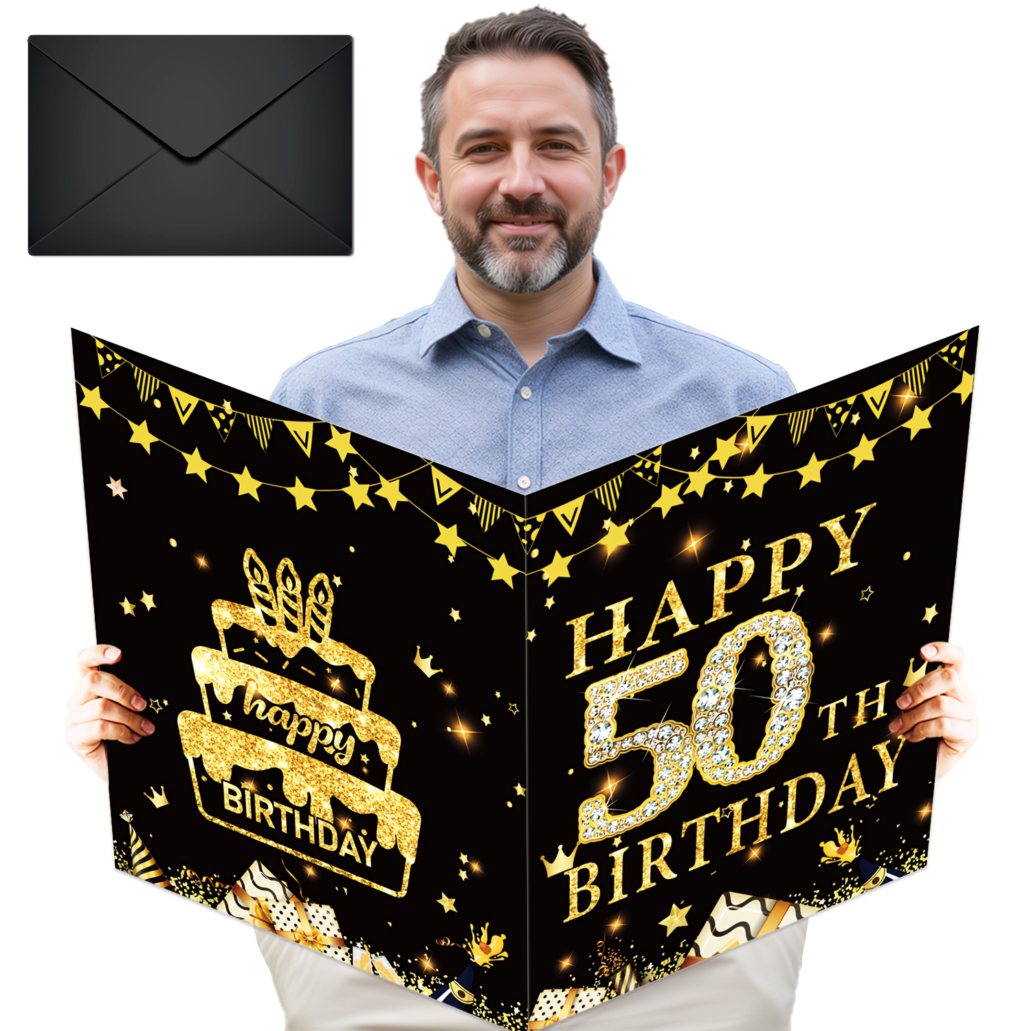 E-shop 1 Stück, 50. Geburtstagsparty-Dekoration, Bastel-Nachrichtenbuch, Schwarz Gold 50. Geburtstagsparty-Zubehör, Vielseitiges Erinnerungsbuch,