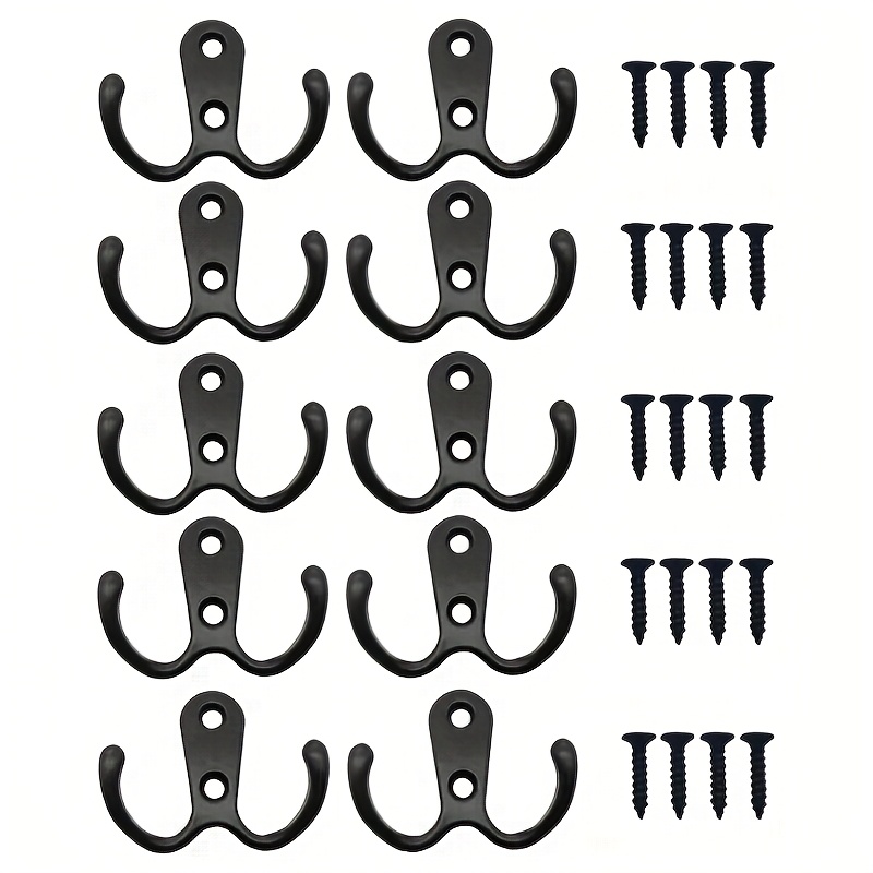 TEMU 5/10 Metal Alloy Black Bronze Silvery Hanger, Coat Hook Wall-mounted , Including 10 Screws, Wall-mounted Hanging Robes, Towels, Keys, Jackets,