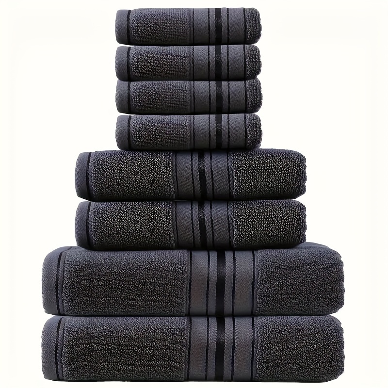 

Luxury 8pcs Cotton Towel Set - , Soft & Absorbent For Bathroom, Spa, And Hotel Use - Includes 2 Bath Towels, 2 Bath Towels, 4 Washcloths