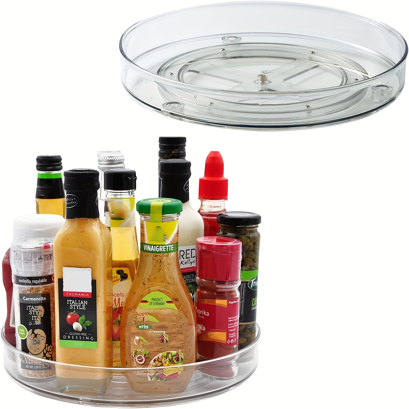

1pc Clear Plastic Lazy Susan, Rotating Organizer For Kitchen Countertop, Refrigerator Storage, Bathroom Vanity, Multi-purpose Turntable Tray With Smooth Spinning Mechanism