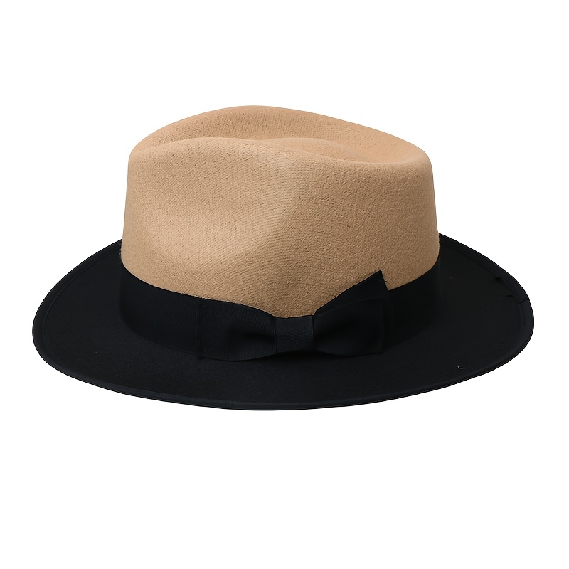 Men's Retro Felt Fedora Two-Tone Patchwork Hat
