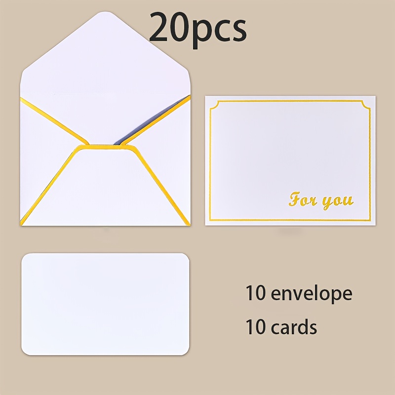 E-shop 20 Stück Mini Goldfolien Karten Umschlag Set, Handgeschriebene Hochzeit Event Party Einladungen, Enthält 10 Umschläge und 10 Karten, für jeden