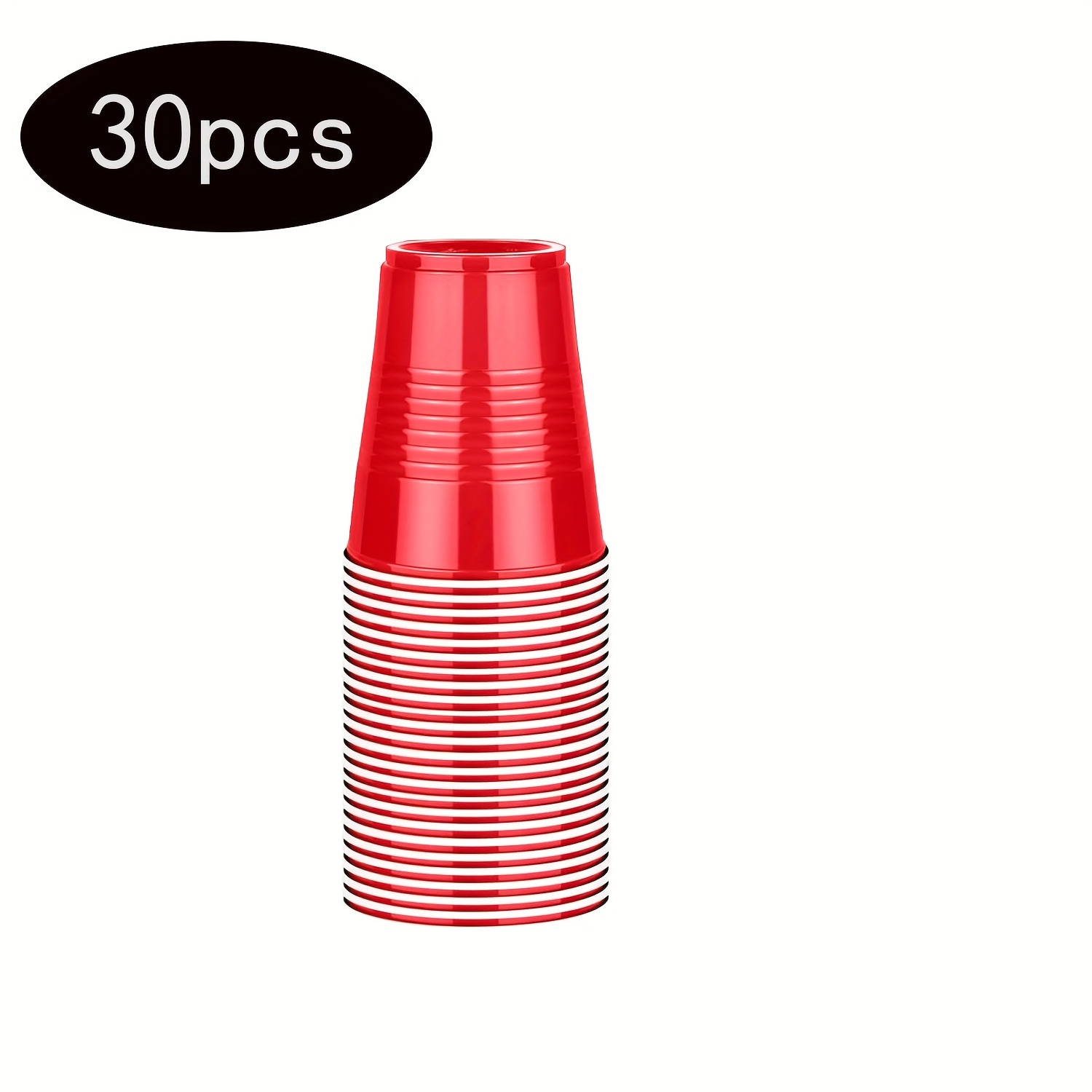 Image of 30pcs Of Red Plastic Cups, 12 Ounces, Disposable Cups For Parties, Heavy-duty Drink Cups, Shooting Cups For Weddings, Birthdays, Valentine's Day, New Year, Beer Tasting, Snack Sampling, And Barbecues
