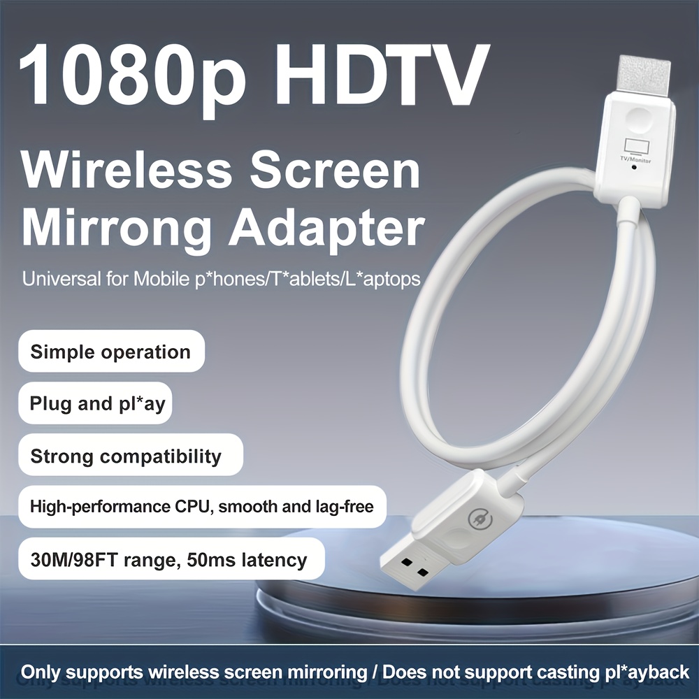 1080p wireless hdtv extender a wireless hd screen mirroring device that can stream audio and video from smartphones tablets   and windows laptops to tvs projectors or monitors ios supports some free software without subscription