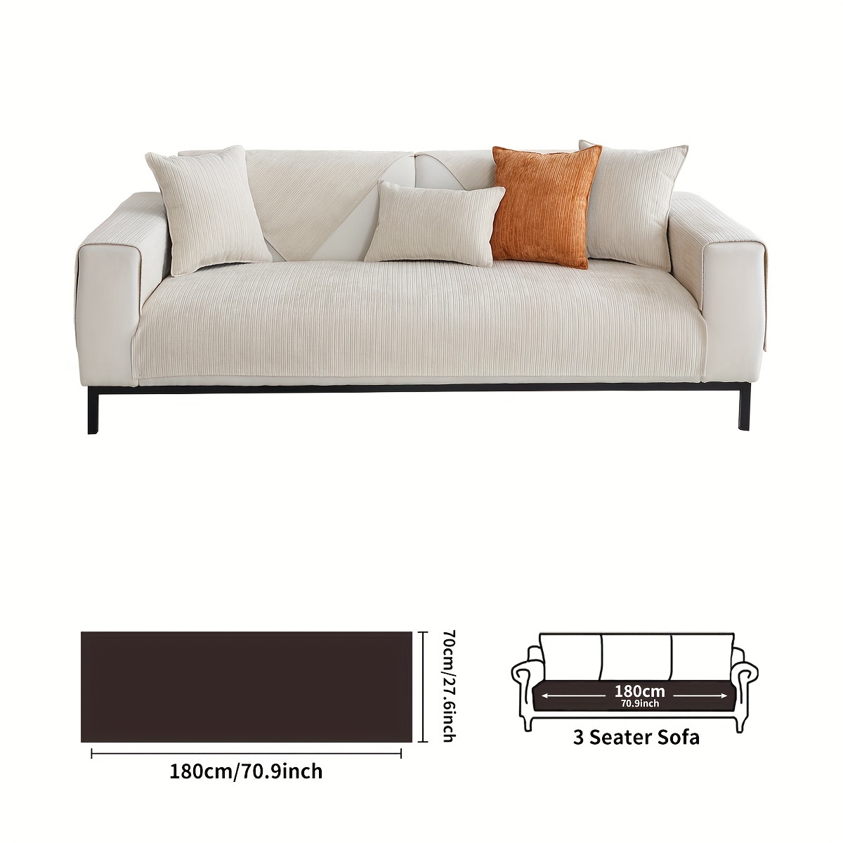 1pc Chenille Sofa Cushion, Anti-cat Scratch, Pet Friendly, Use, - Machine Washable, Durable, Suitable For Pets' Living Room, Bedroom, Office Decoration Sofa Protector