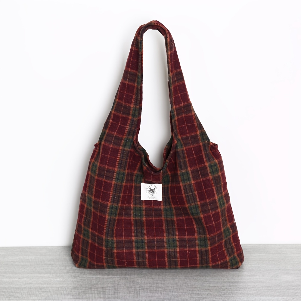 TEMU Casual Retro Checkered Tote Bag Large Capacity Tote Bag Soft And Durable Shoulder Bag Suitable For Daily Commuting