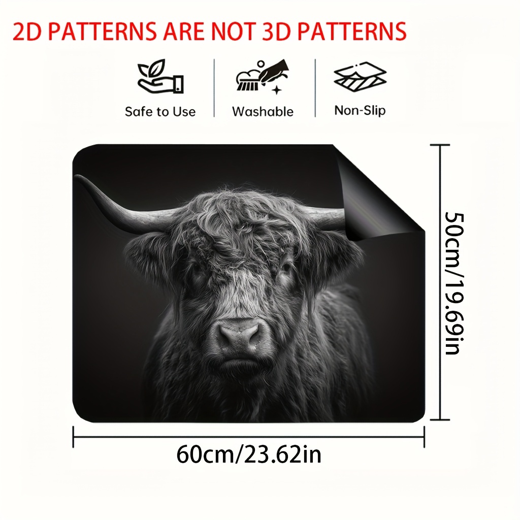 TEMU 1pc, 2d Flat Design, Scottish Stove Cover Pad, Coffee Station Mat, Appropriate For Oven, Washing Machine, Dryer, Mouse Pad, Kitchen Decoration,