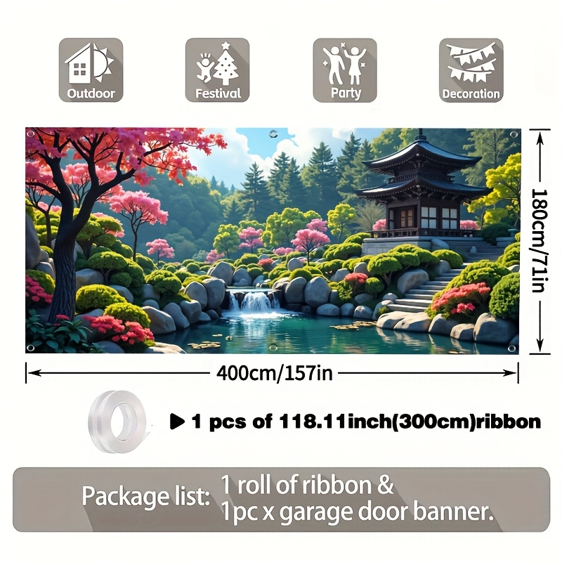 E-shop ., , Landschaft Garagentor Banner, Strapazierfähiges Polyester, Gut für Hausveranda Hof Alltagsparty - Fabrikpreis, Beliebtes Design und Einfach