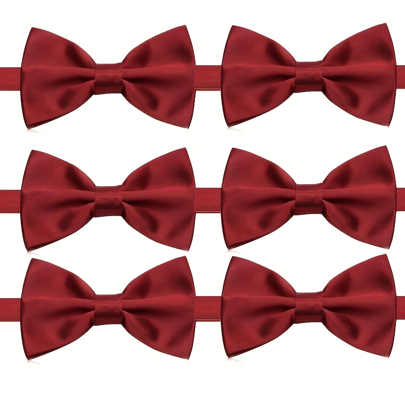 Image of Men's 6 Black, Red Bow Ties Pre-tied And Adjustable, Formal Event Dress Bow Ties, Perfect Gift Wedding For Men, , Groomsmen, Gentlemen, Husbands, Party, Concert