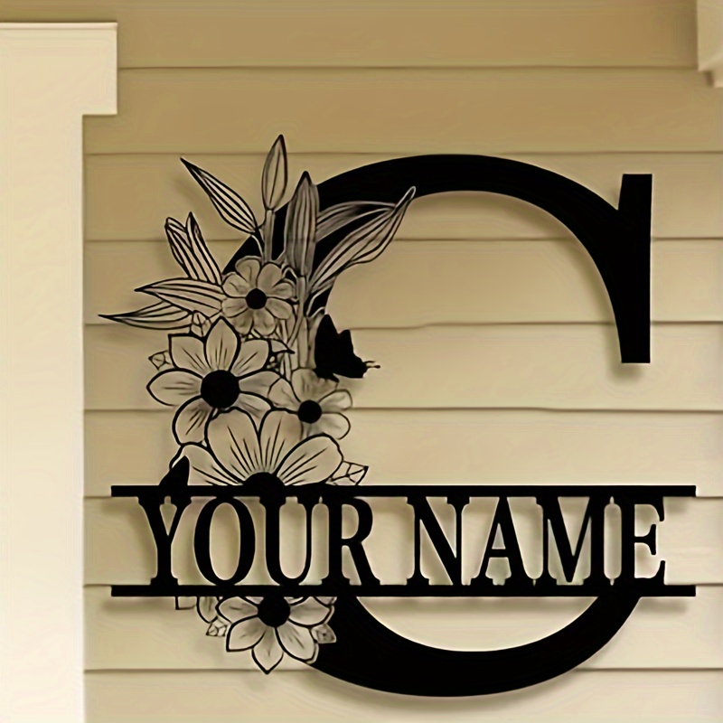 custom floral metal family name sign personalized   door decor unique housewarming gift details 4