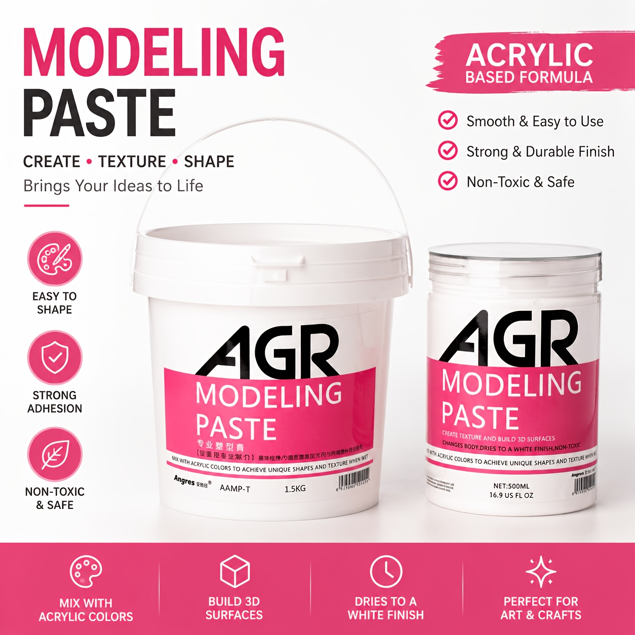 modelleme pastası akrilik 500ml 1200ml kavanoz - Temu Germany