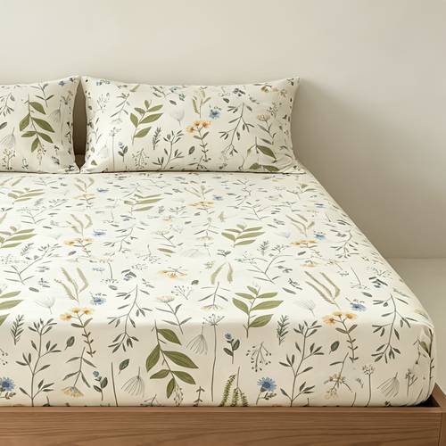 juego de sábanas ajustables de algodón 100% con diseño floral de 3 piezas, (1 sábana ajustable y 2 fundas de almohada, interior no incluido), protector de colchón con banda elástica, antideslizante, y , para