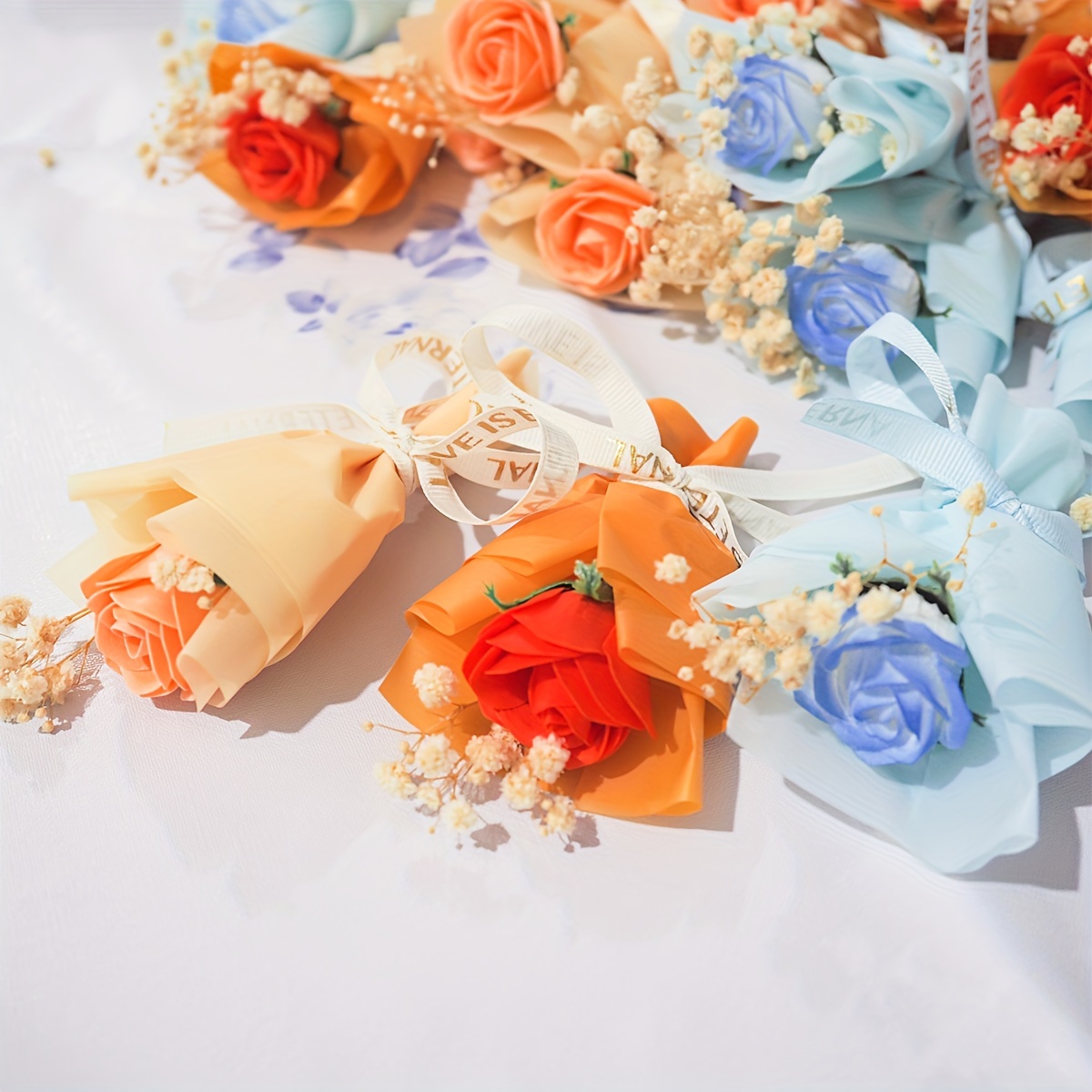 

9pcs Mini Soap Flower Gift Set In Champagne, & Orange - Weddings, Birthdays & Bridal Showers