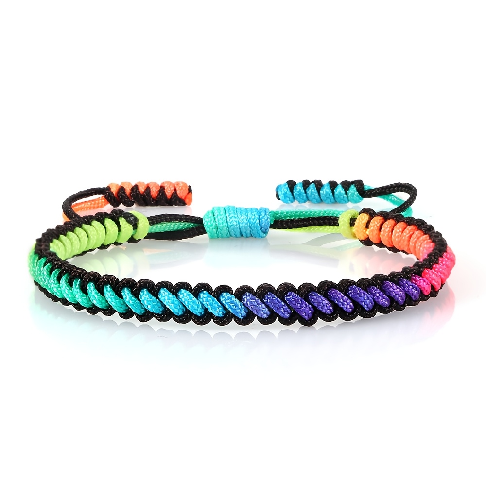 TEMU 1 pièce Bracelet tendance et pour homme en corde de nylon tissée à , cordon réglable pour festivals de musique, fêtes, et cadeau coloré pour