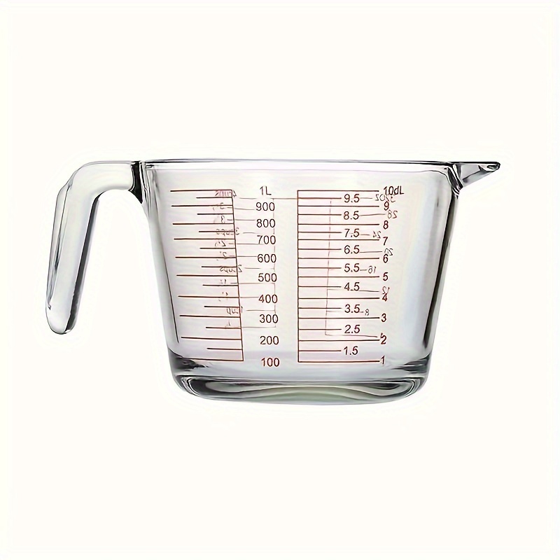 

32 Oz/1000 Ml Glass Measuring Cup, 4 Cups Glass Measuring Cup With 4 Ratios (ml/oz/cup/bl), High Borosilicate Glass Measuring Cup With Handle And V-shaped Nozzle, Dishwasher/freezer/microwave Suitable