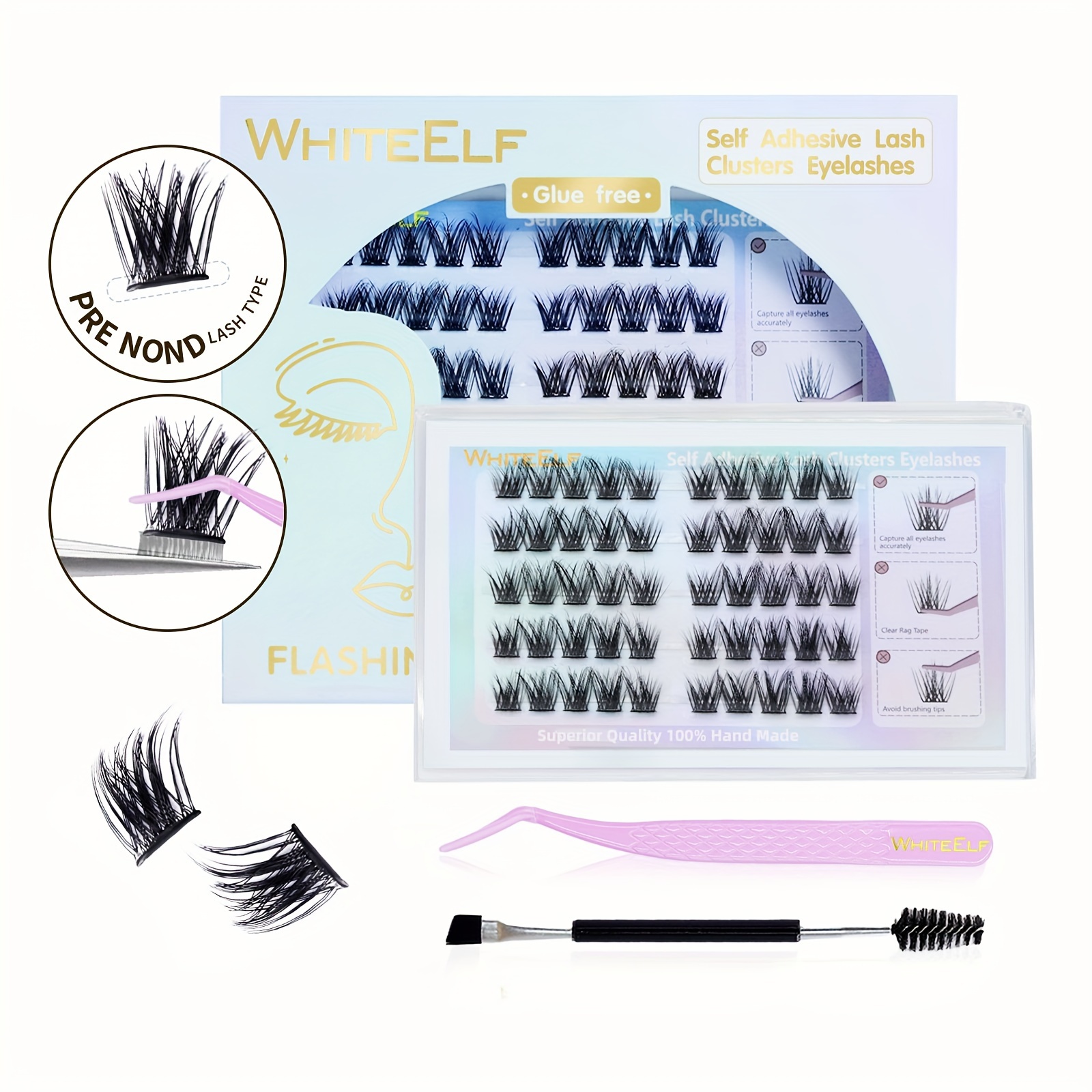 

Adhesive Eyelashes, 9-16mm Kit And , No Needed Clear False Adhesive Fluffy (20/50pcs)