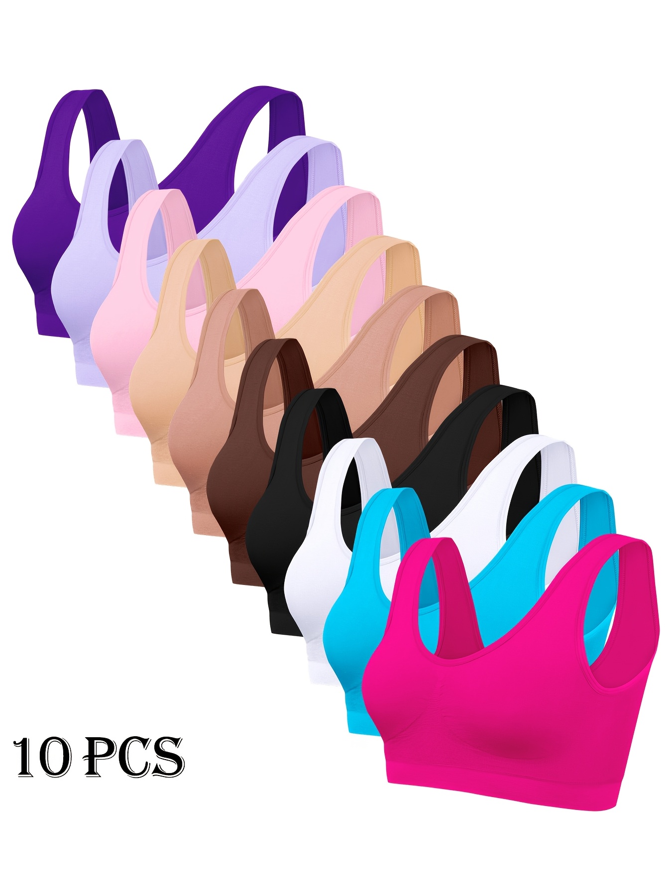 item picture 10pcs womens seamless sports bras polyamide elastane knit fabric high   solid color no padding lightweight athletic camis for adults