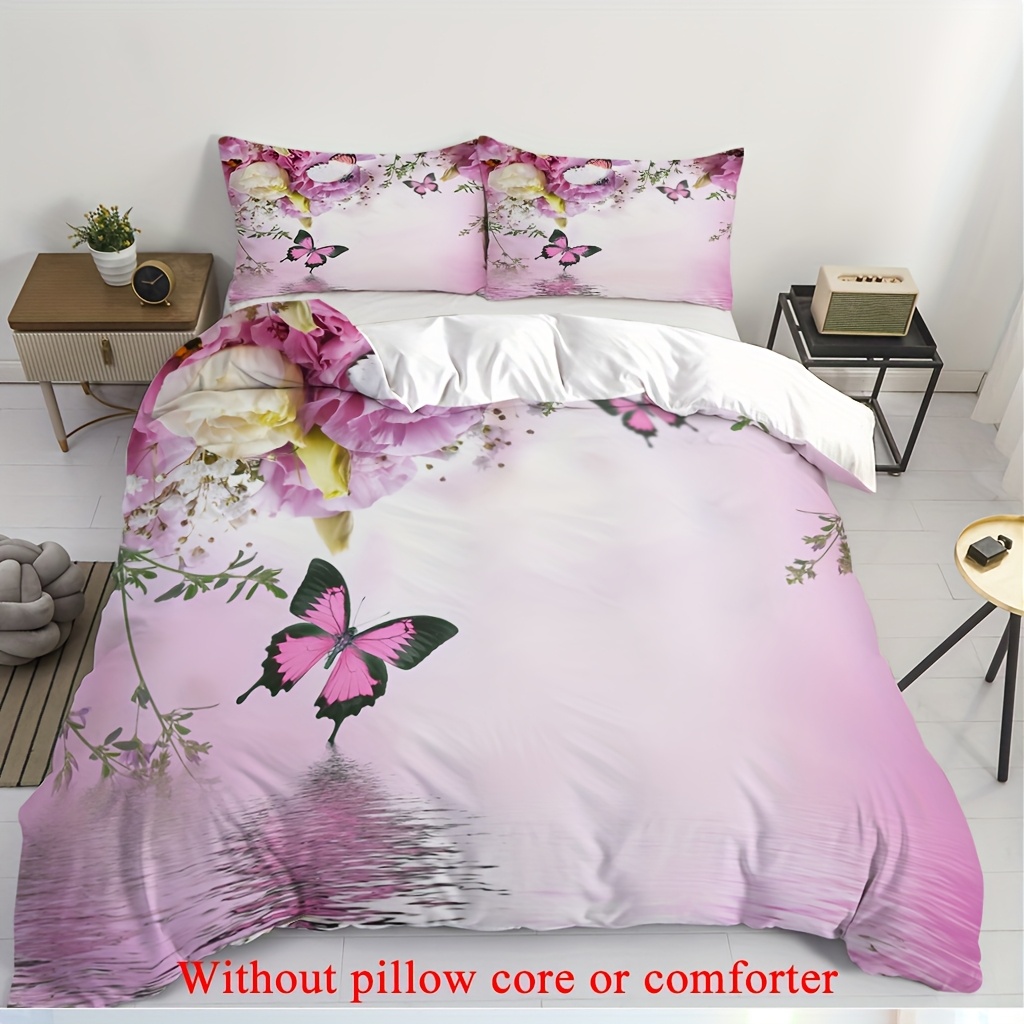 2 3pcs 1 duvet cover 1 2 pillowcase without core   flowers sparkling   green branches and leaves ripple romantic valentines day   for couples 3d print soft comfortable bedding set for bedroom dorm room family gift Product details 0