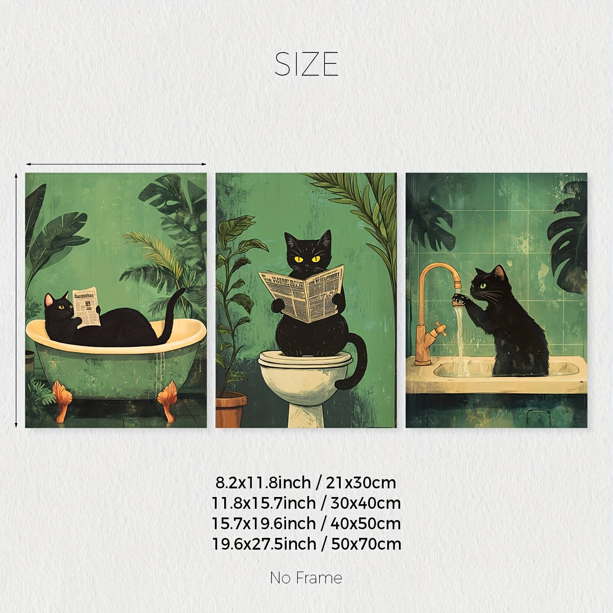 Poster su tela da bagno con leopardo e vasca da bagno, pittura artistica da parete, motivo leopardo botanico tropicale, pronta da appendere, per bagno, WC, decorazione da parete, 30 x 30 cm