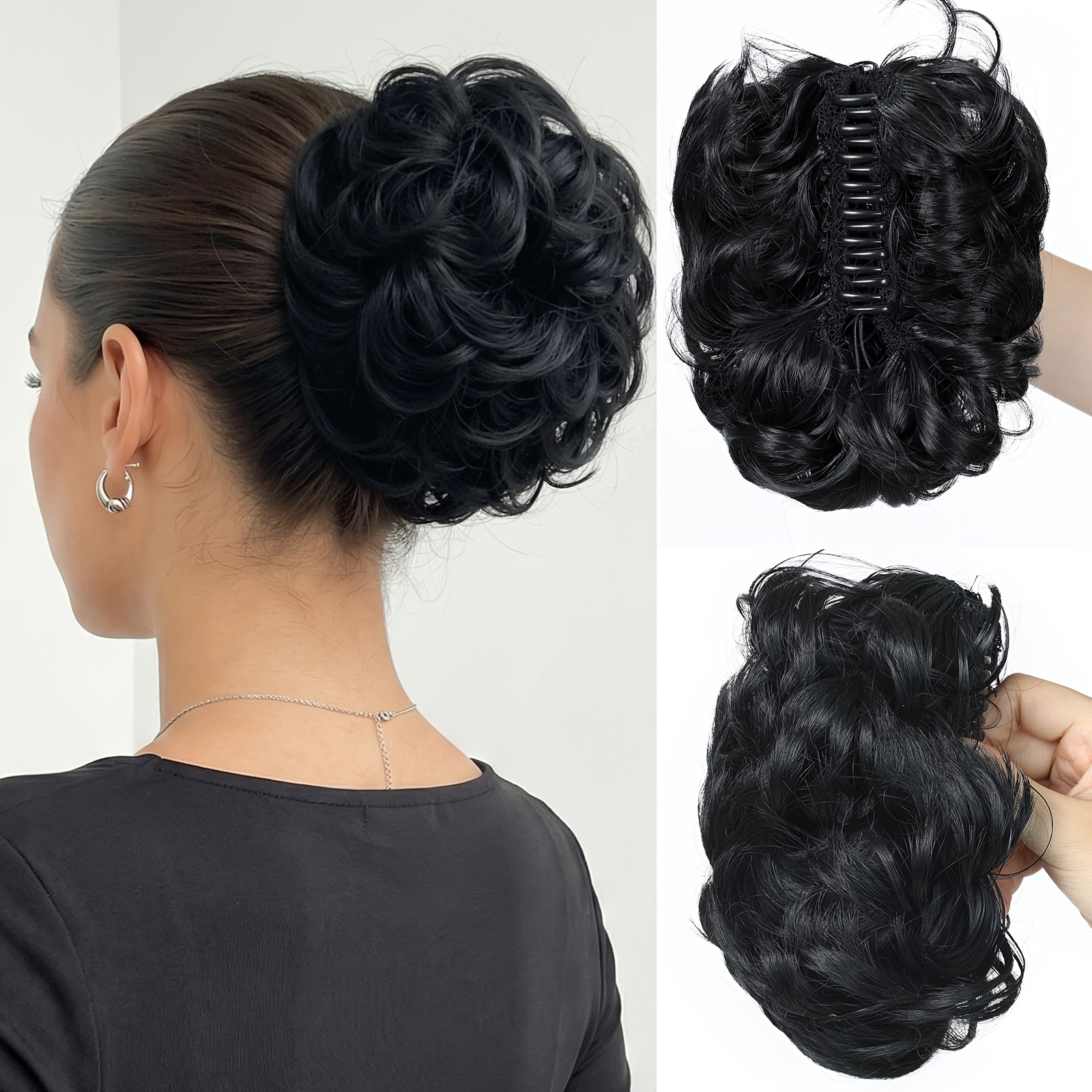 Elegant Wave Curly Messy Bun Clip With Small Clip-fluffy Synthetic Headdress - Hair Accessory For Weddings, Parties, Daily Use - Women's Bridal And Party Hair Styling, Cute Hair Clips, Brides