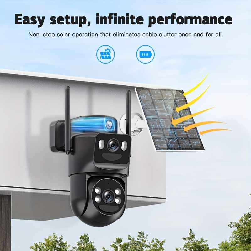 High Quality Solar-Powered 2G/3G/4G LTE Security Camera, Ultra-Wide Panoramic View, Includes 4G SIM Card, Color Night Vision, PIR Motion Detection with Siren Alerts, 4G Connectivity, Adjustable Height, Rechargeable Battery - Ideal for Rural