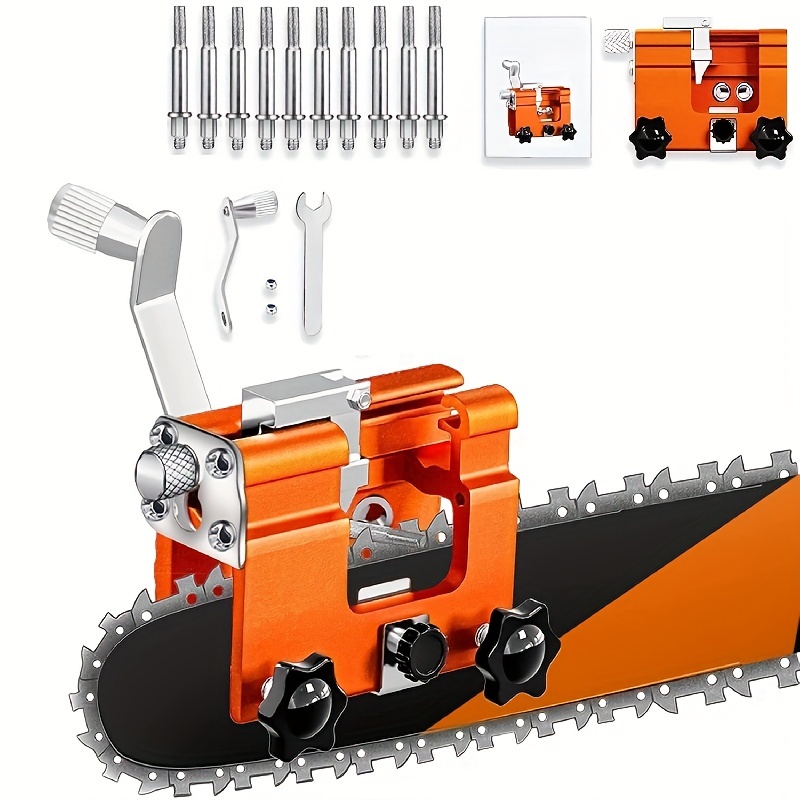 

Chainsaw Sharpener Jig, Portable Chain Saw Sharpener Tool With 10pcs Burrs, Chainsaw Chain Sharpener With Durable Carry Bag, Hand-cranked Chainsaw Sharpening Kit For 8-20in Chain Saws