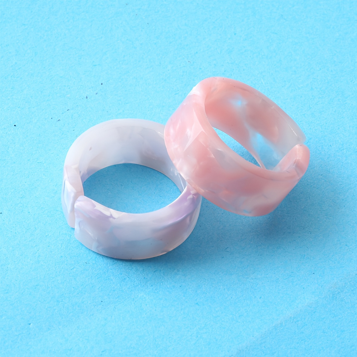 Romantic Women's Open Ring with Resin Pattern, Perfect for Spring & Summer