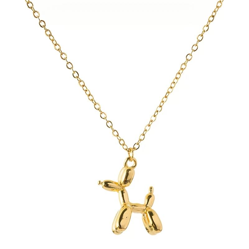 Image of 1pc 100% Solid Stainless Steel Balloon Dog Pendant Necklace, Creative Accessory, Holiday Gift Jewelry.