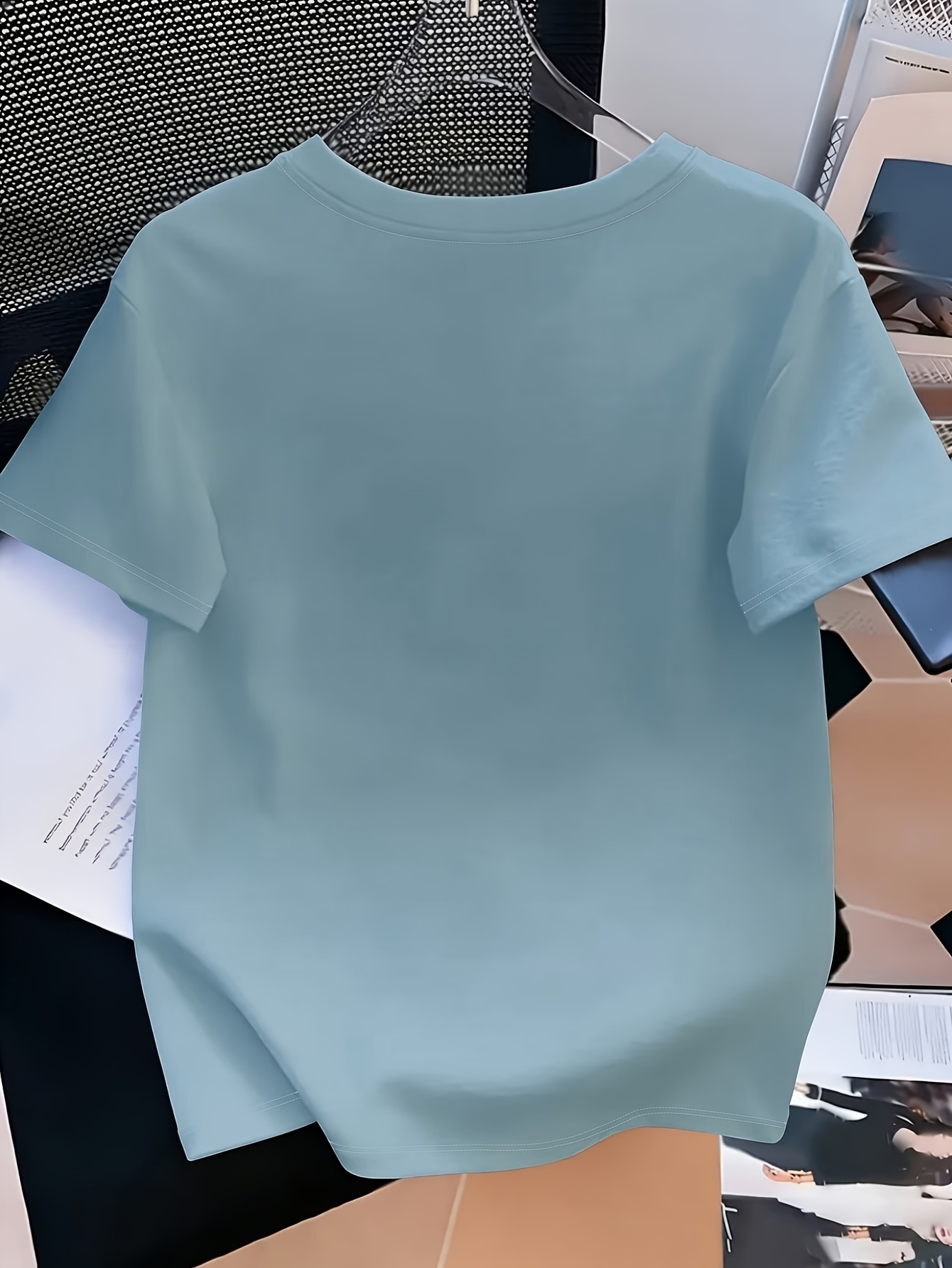   체크 패치워크 프린트, 레트로 스트리트 스타일, 패셔너블 트렌디 탑, 여성용 라운드넥 반팔 티셔츠 - 외출, 여행, 휴가 및 파티에 이상적, 선물용으로 좋음, 봄 여름 가을 캐주얼 웨어