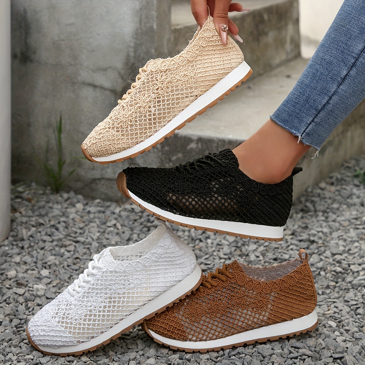 beige sneakers womens sold on Temu United States