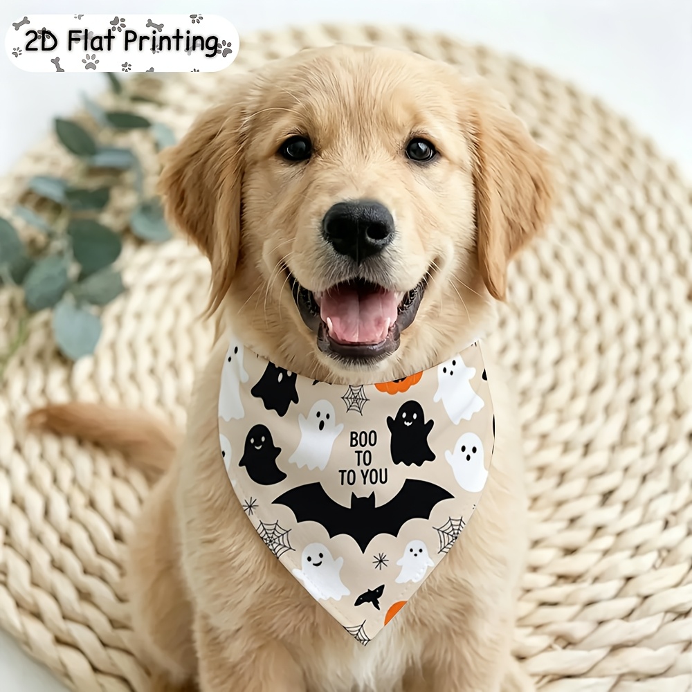 TEMU 1pc Bat Print Dog Collar Suitable For Small/medium Dogs - Soft Breathable Bat-themed Collar With Adjustable Tie Strap, Bat For Daily Wear, Beach