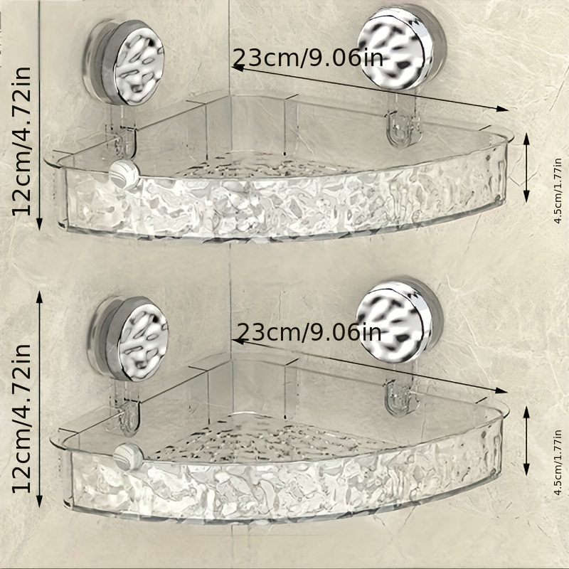 2pcs corrugated suction cup storage rack bathroom shelf bathroom accessories wall mounted no drilling required suction cup storage box bathroom organizer transparent detachable storage rack and shelf suitable for bathroom toilet bathroom