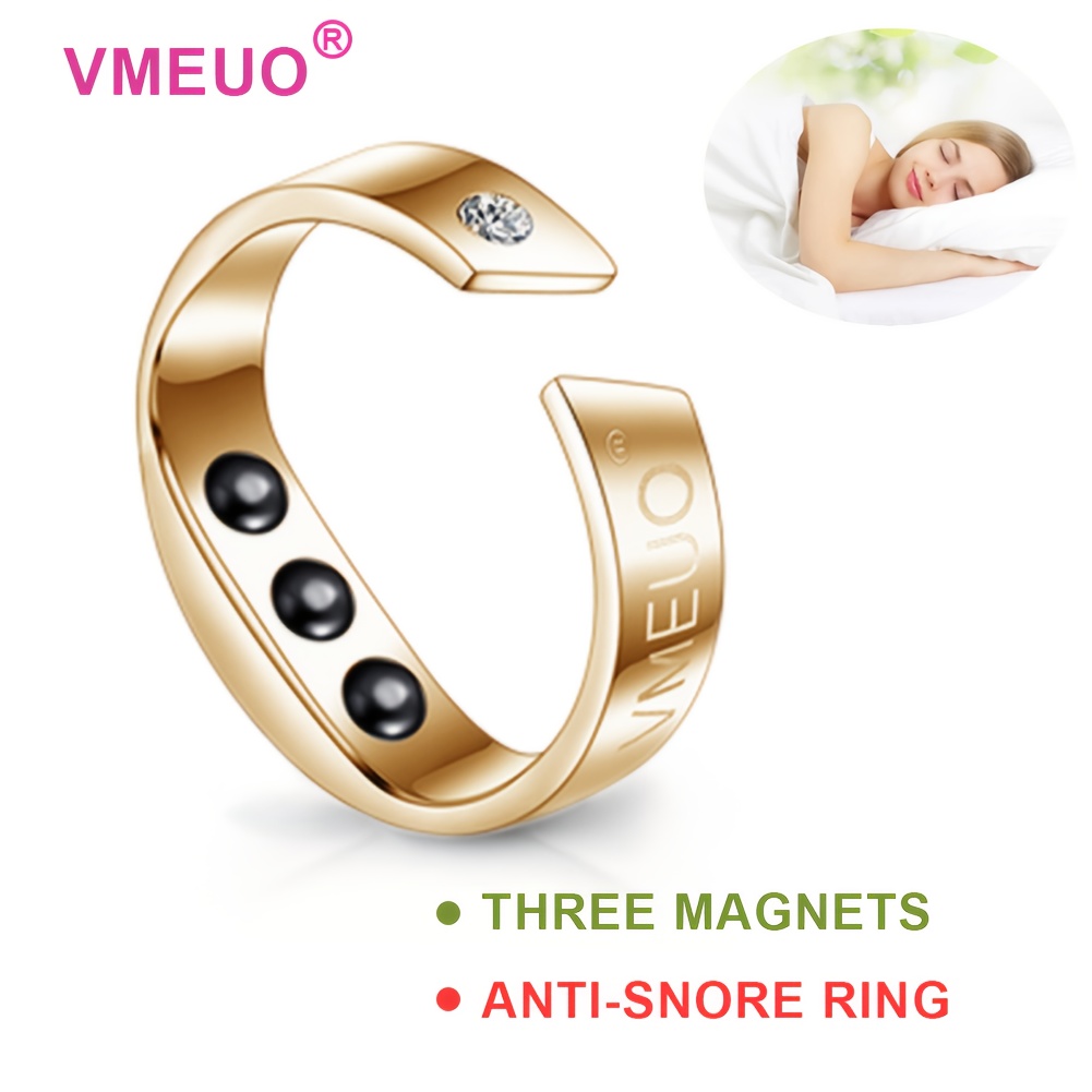 [Magnetic VMEUO Ring] 3 Stones VMEUO Magnetic Ring, Gold-Plated | Worn During Sleep for Acupressure Massage and Magnetic to Relax the Body, Breathing, and Enhance Sleep Quality