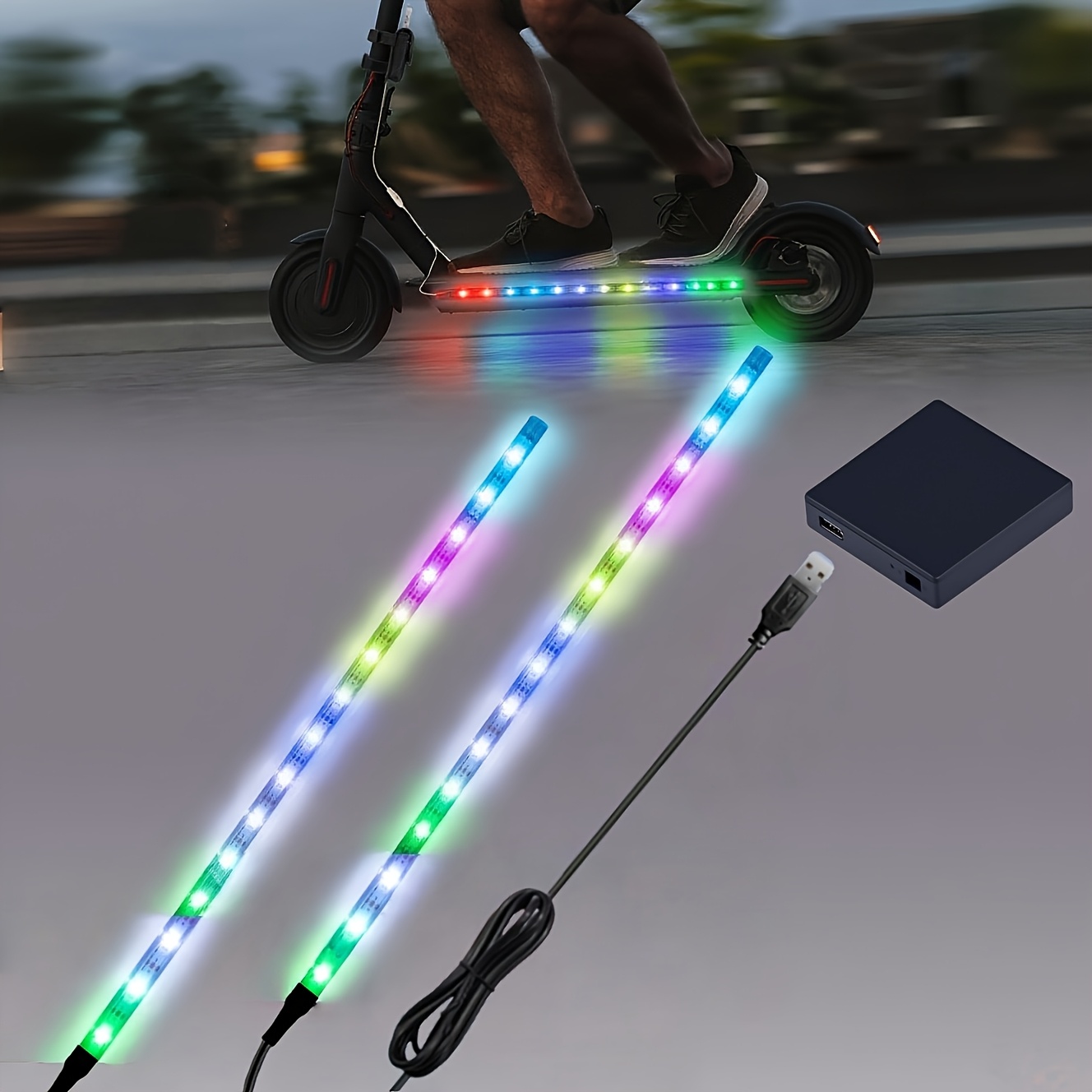 TEMU 1 Pair Lighgogo Rgb Led Motorcycle Scooter Lights Compatible For Electric Bikes, Motorcycles, -scooters - Rgb Control With & White , 2000-3000