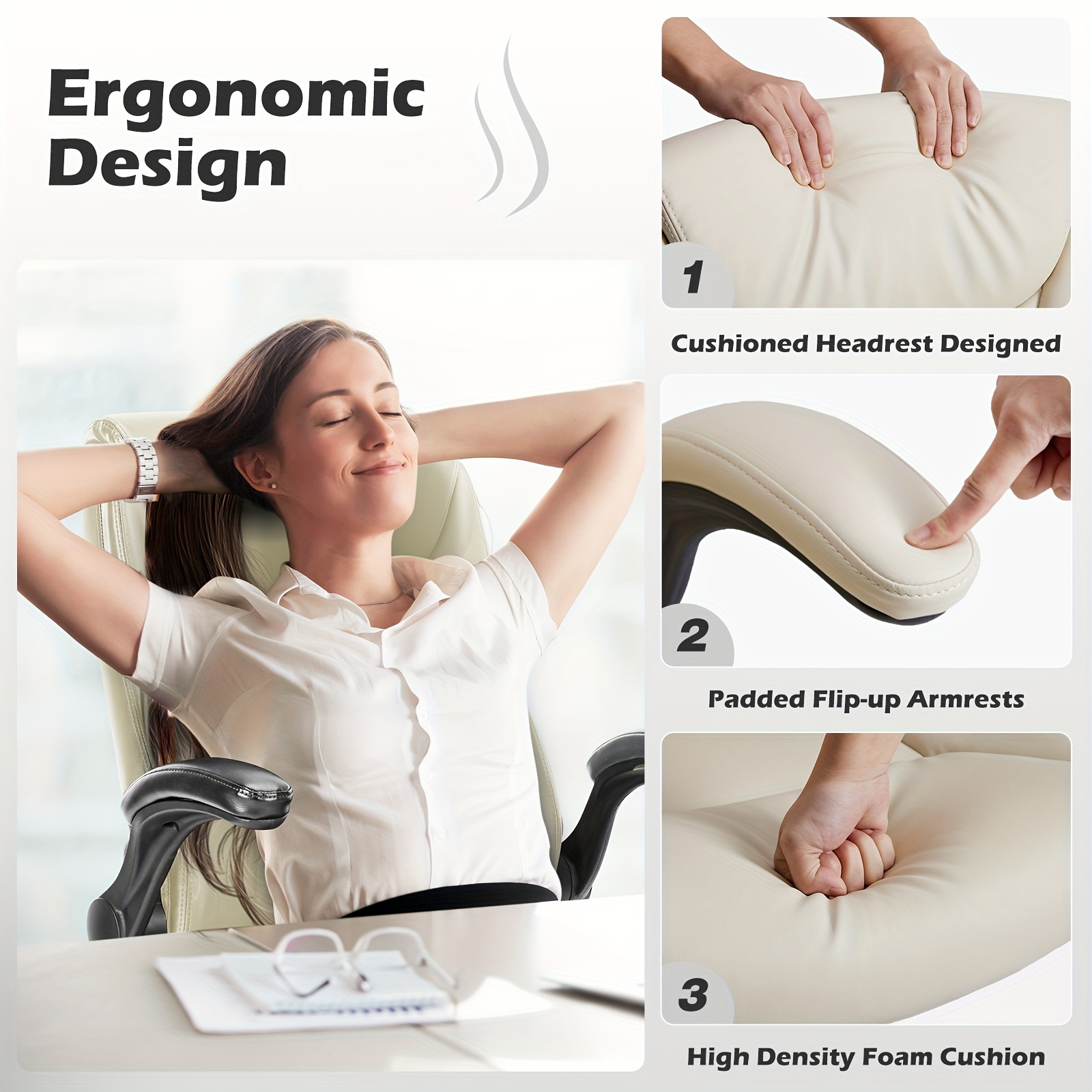 

Ergonomic Pu Desk - , Height Office Armrests, And Computer , , , And