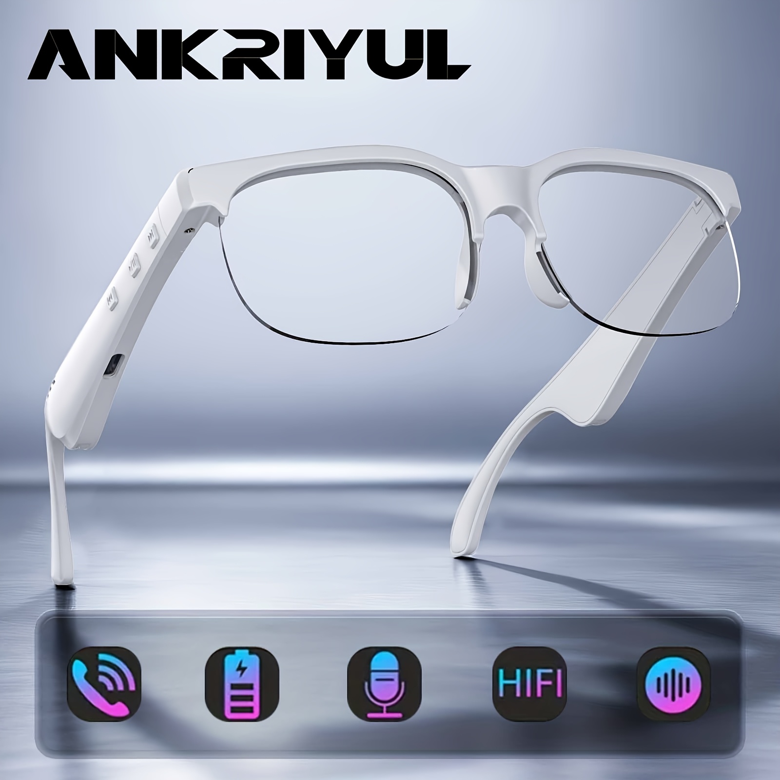 smart glasses   glasses wireless glasses with wireless earbuds support hands free calls and music lightweight   control built in capacitive microphone usb charging suitable for office     hands free