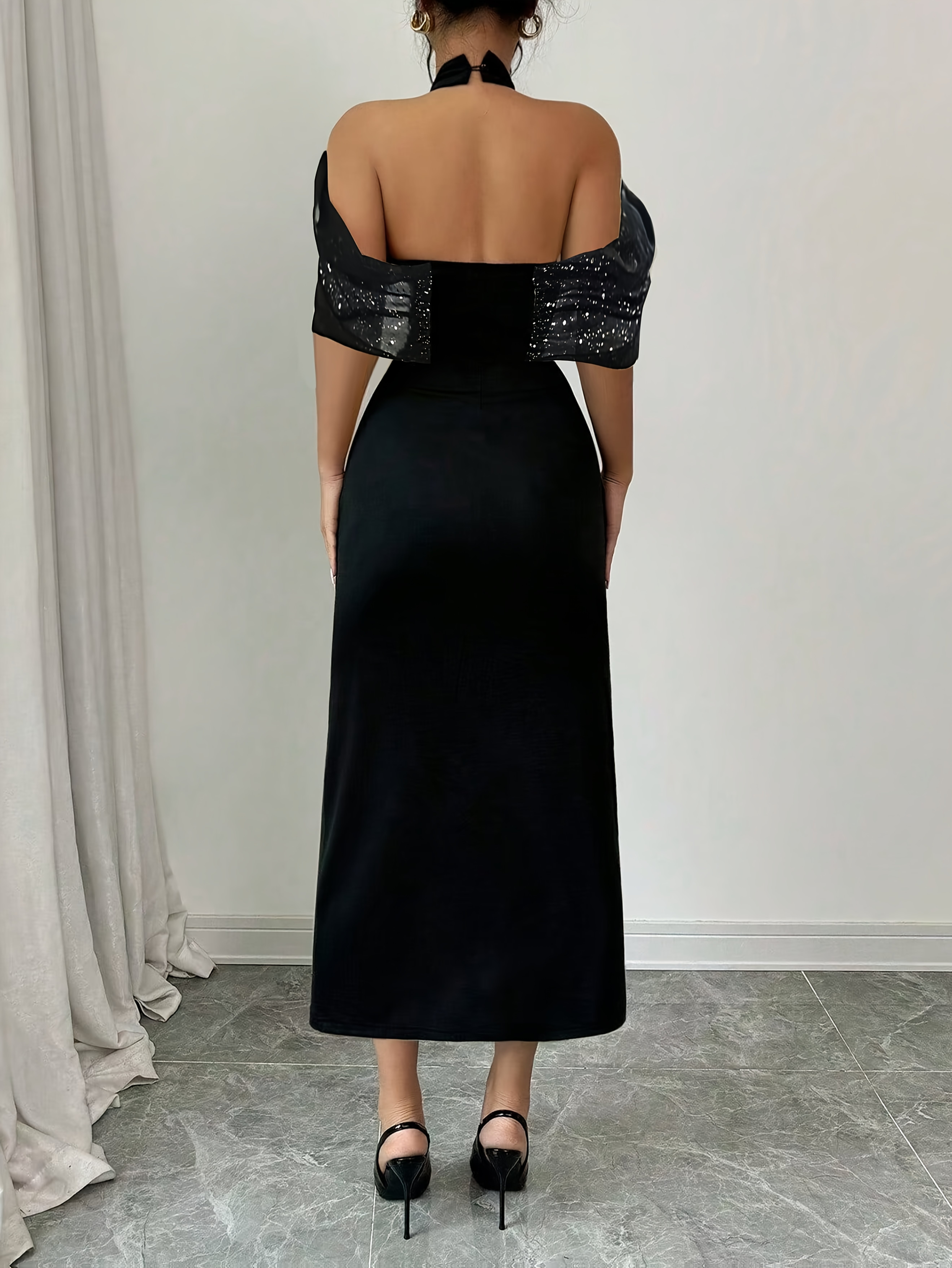 strapless open back dress Satin Bodycon evening Prom Party Mini Dress (Black) – ImageDiva