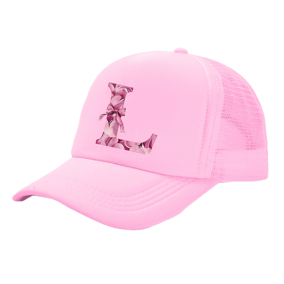 A Fun Gift For , This Spring And Summer Cap Features A With Fuchsia Letters, Perfect For Kids. A Breathable Baseball Hat For Outdoor Activities