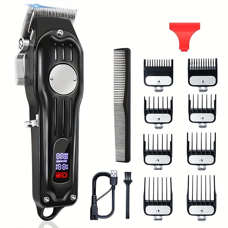 

For Men , Wireless Lcd Display Set 8 Combs, Cleaning , , Hairdressing Comb, 2200mah Cutting Kit For Barbers Haircut Kit, Beards, Diy