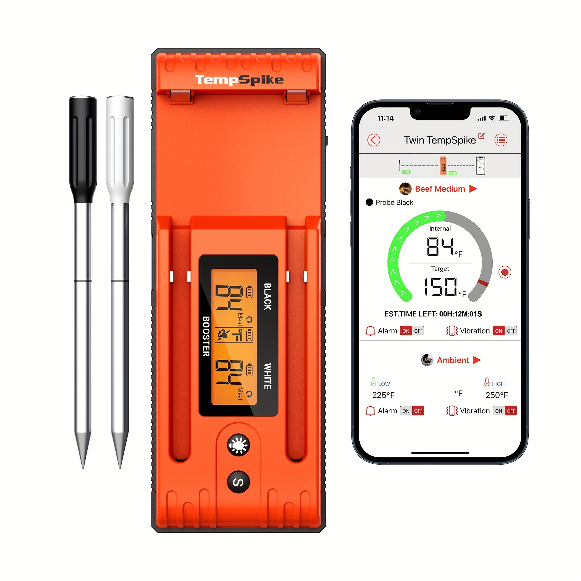 TEMU Thermopro Tp962 Meat Thermometer With 500ft Range, Dual Probes & Lcd | Control, Digital Thermometer With Backlight, 24h Life, Food-safe Plastic