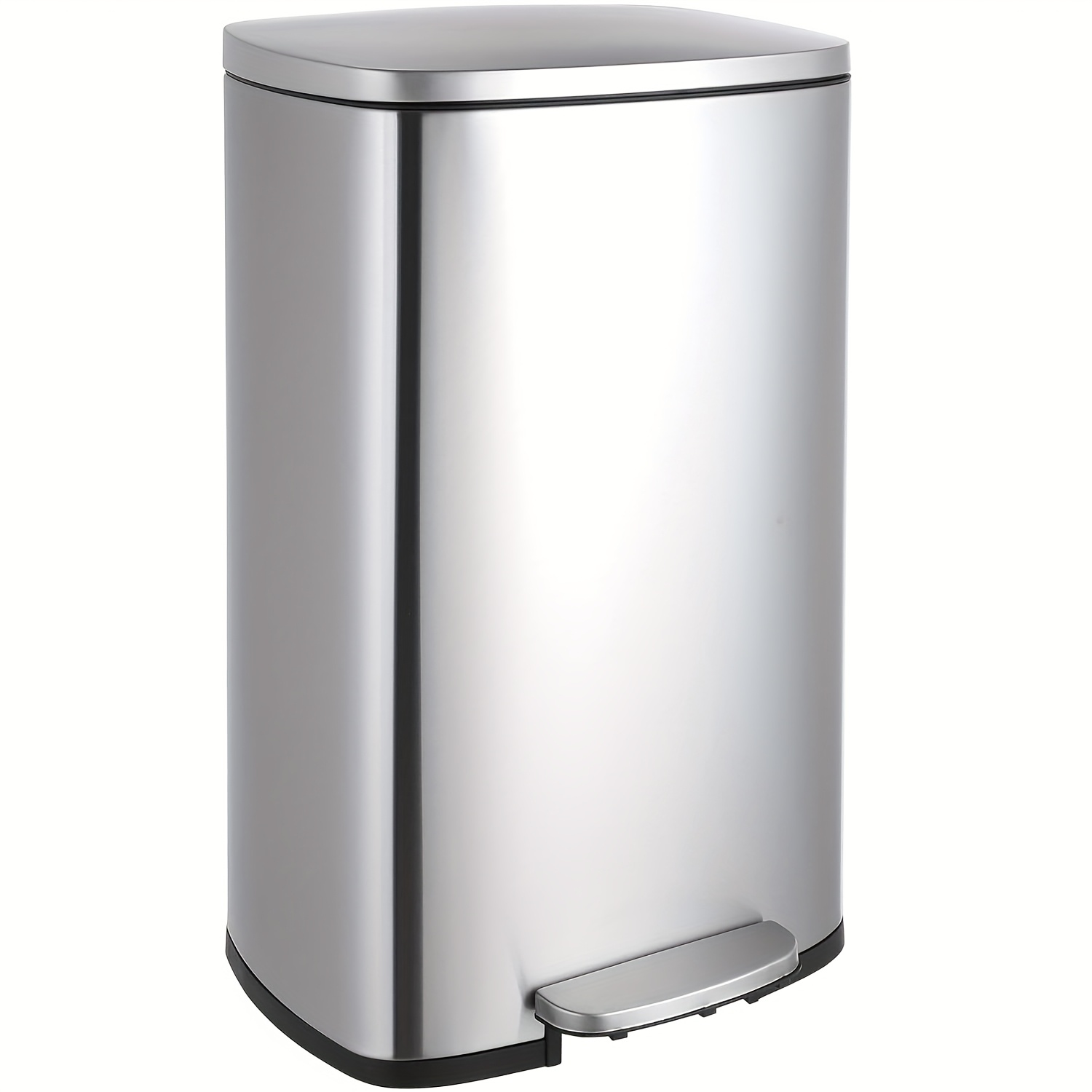 50-liter Kitchen Waste Bin With A Slow-closing Lid, Made Of Stainless Steel, Featuring A Removable Inner Container, , And Foot Pedal Operation, Ideal For Use In Kitchens, Bathrooms, And Offices