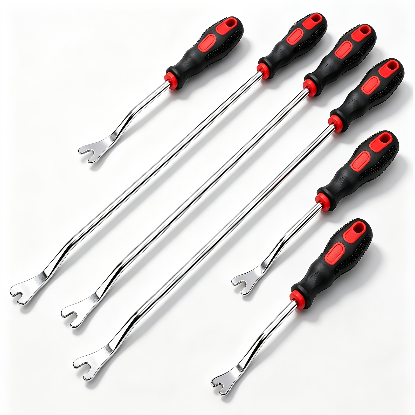 TEMU Sedy 6pcs Car Trim Removal Pry Bar Set, Steel U-shaped Fastener Puller Tool Kit, Anti-slip Rubber Handle Automotive Door Panel Clip Remover, 2