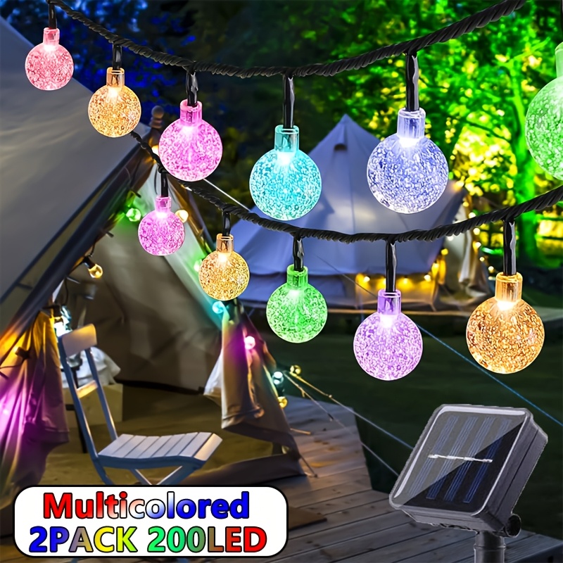 TEMU 2 Packs Of 100/200led Solar Outdoor String Lights, Small Round Ball Lights, Garden Decoration, Home Decoration Lights, Holiday Party Decoration