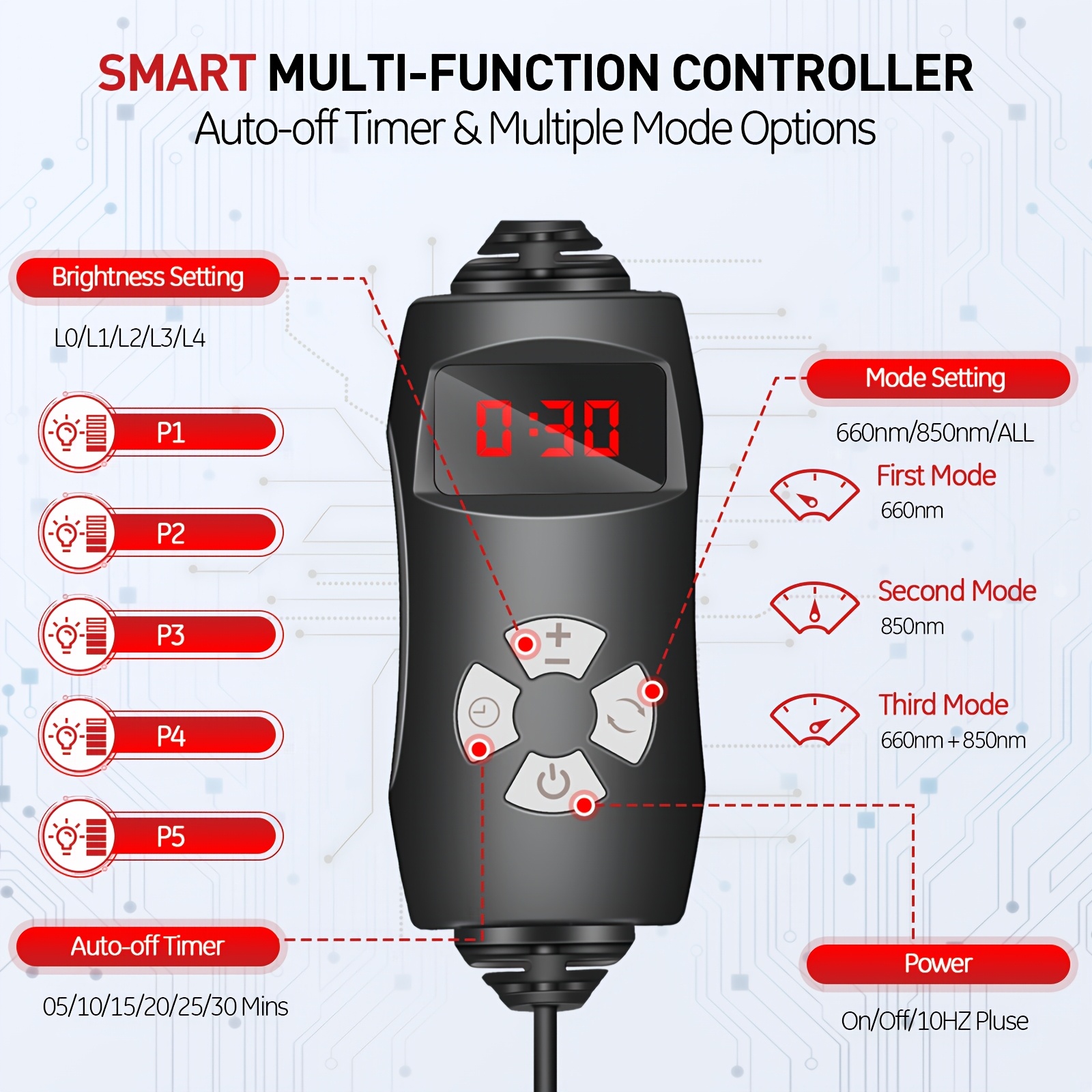 360 led   660 850nm infrared red light   pad wireless portable timer heating pad for   multi site     mat for home office use with neck back knee shoulder soothing Product details 4
