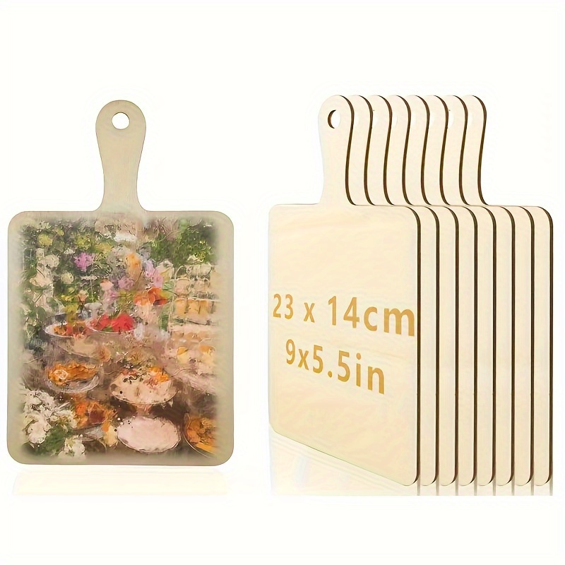 

6pcs Diy Wooden Decorative Boards With Hanging Rope - Blank Canvas For Painting & Home Decor