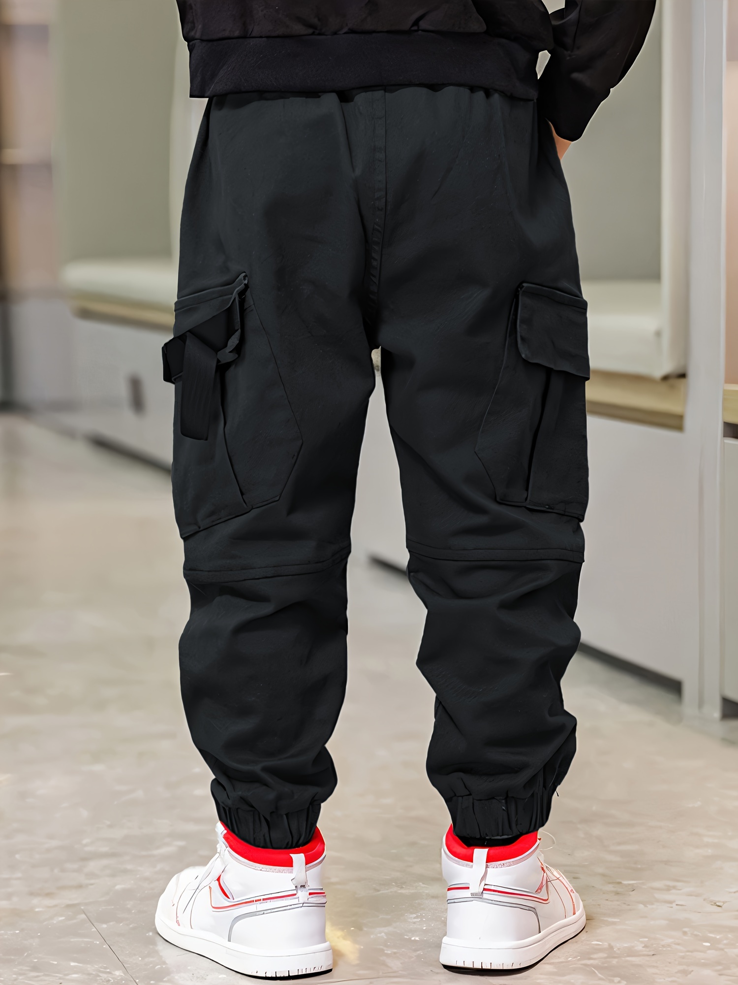 Pantalon Cargo Garçon Csqtongan - Taille Élastique, Poches Zippées - Coton/Élasthanne - Pour École/Loisirs