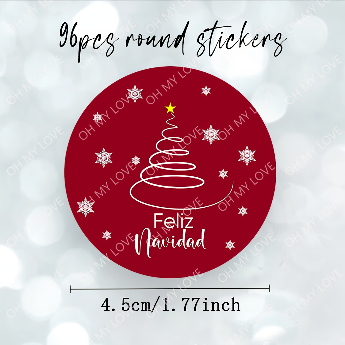 TEMU 96 piezas, Árbol de Navidad con y pegatina de " Navidad" - Etiquetas de regalo navideño - Pegatinas navideñas en español para adornar regalos
