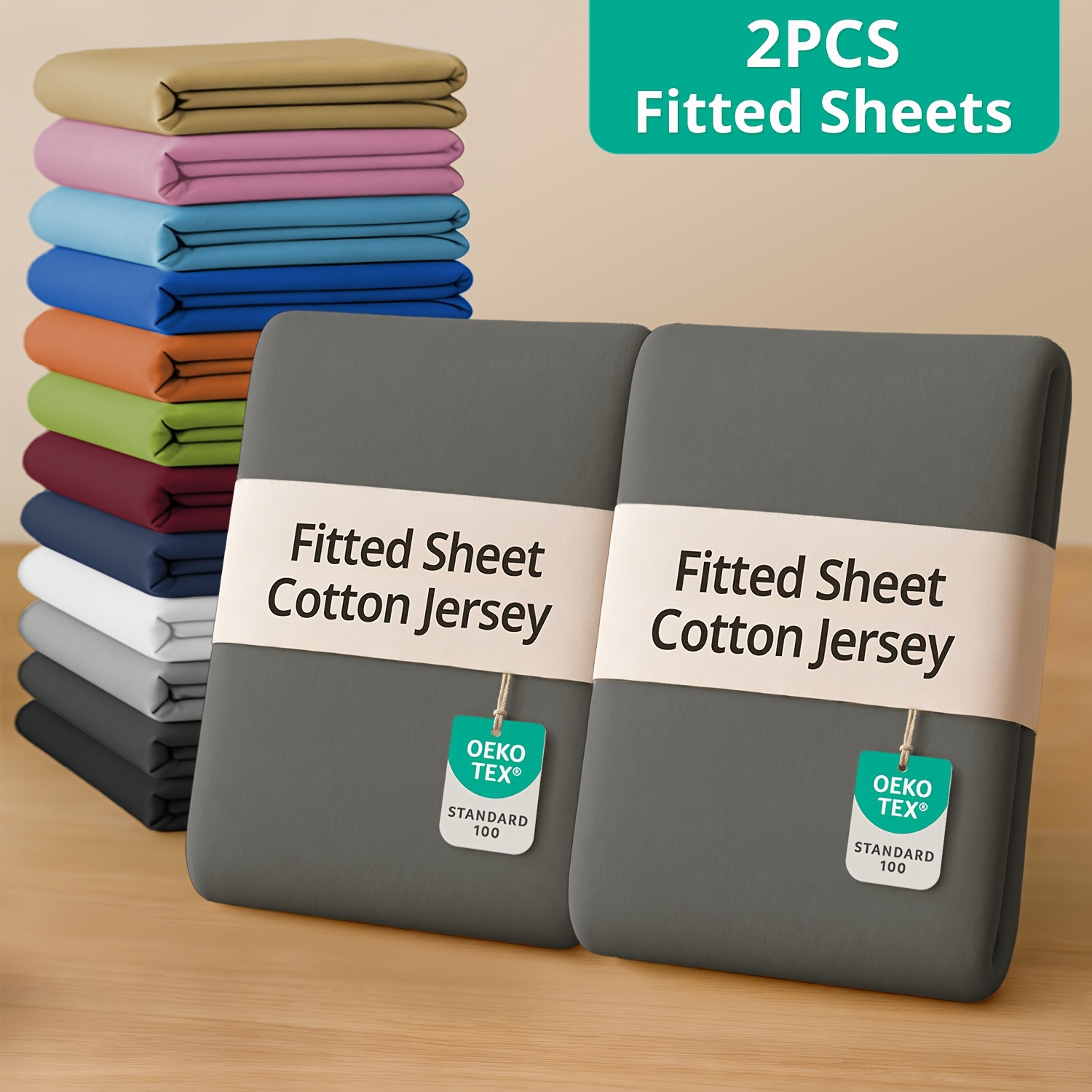 TEMU 2pcs Bamboo Cotton Fitted Sheet, Children Fitted Sheet, Soft Mattress Cover, Breathable Bed Sheet Set, Machine Washable Bed Linen For Bedroom, &